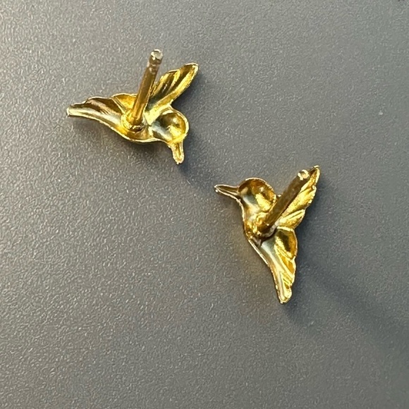 14k Gold Vermeil Ting Bird Stud Earrings - Picture 6 of 12